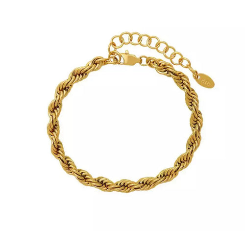 18K Gold Plated Rope Chain Bracelet - Prince's Boutique 