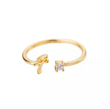 18K Gold Plated Adjustable Initial Band Ring - Amour Destinée