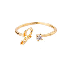 18K Gold Plated Adjustable Initial Band Ring - Amour Destinée