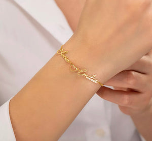 Love Heart Link Multiple Name Chain Bracelet - Pre Order - Prince's Boutique 