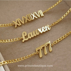 18K Gold Plated Personalised Chain Link Bracelet - Pre Order - Prince's Boutique 